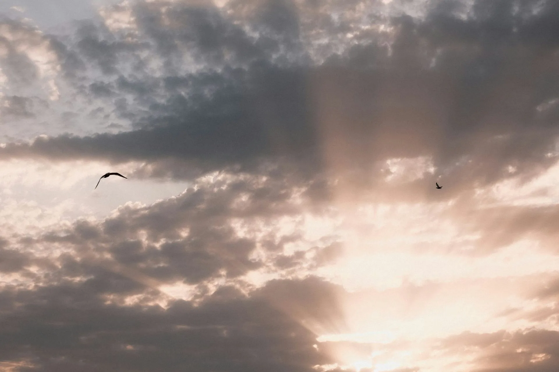 Blick in den Himmel mit dunklen Wolken
