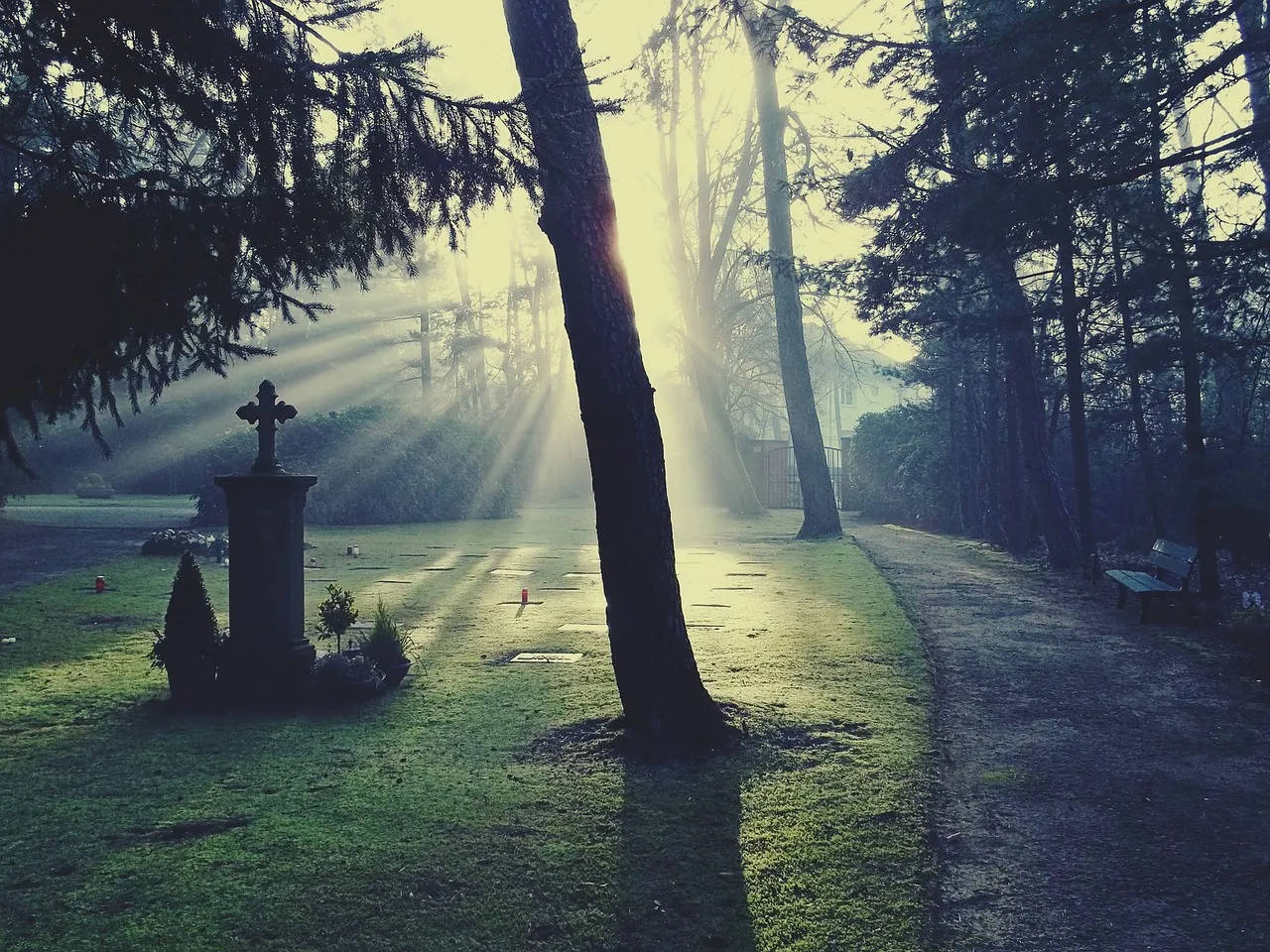 Quelle: Joggie/Pixabay Grabsteine im Gegenlicht