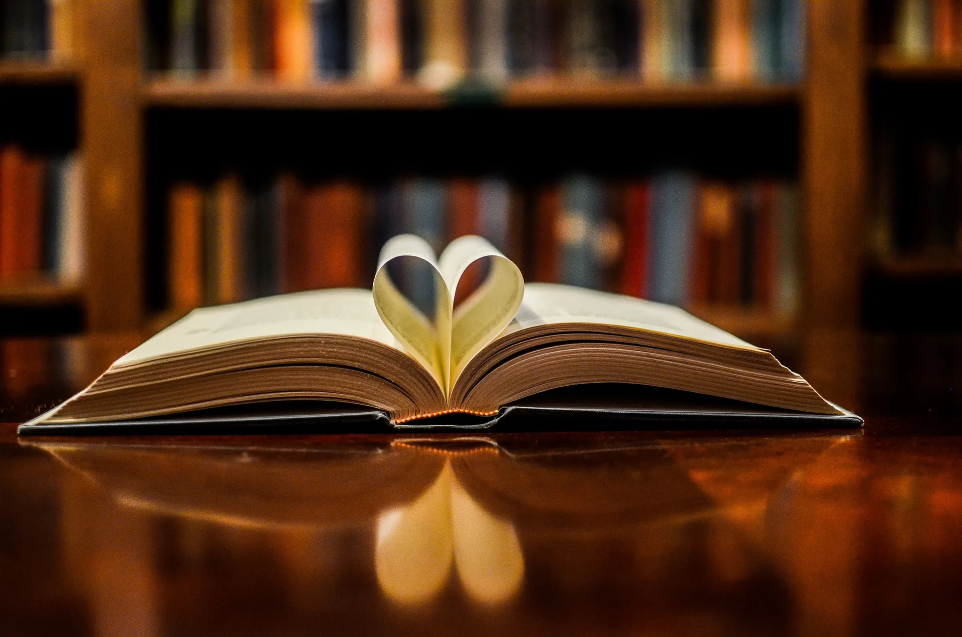 Quelle: Alissa Bryant/Pixabay aufgeschlagenes Buch zwei Seiten zum Herz gefaltet