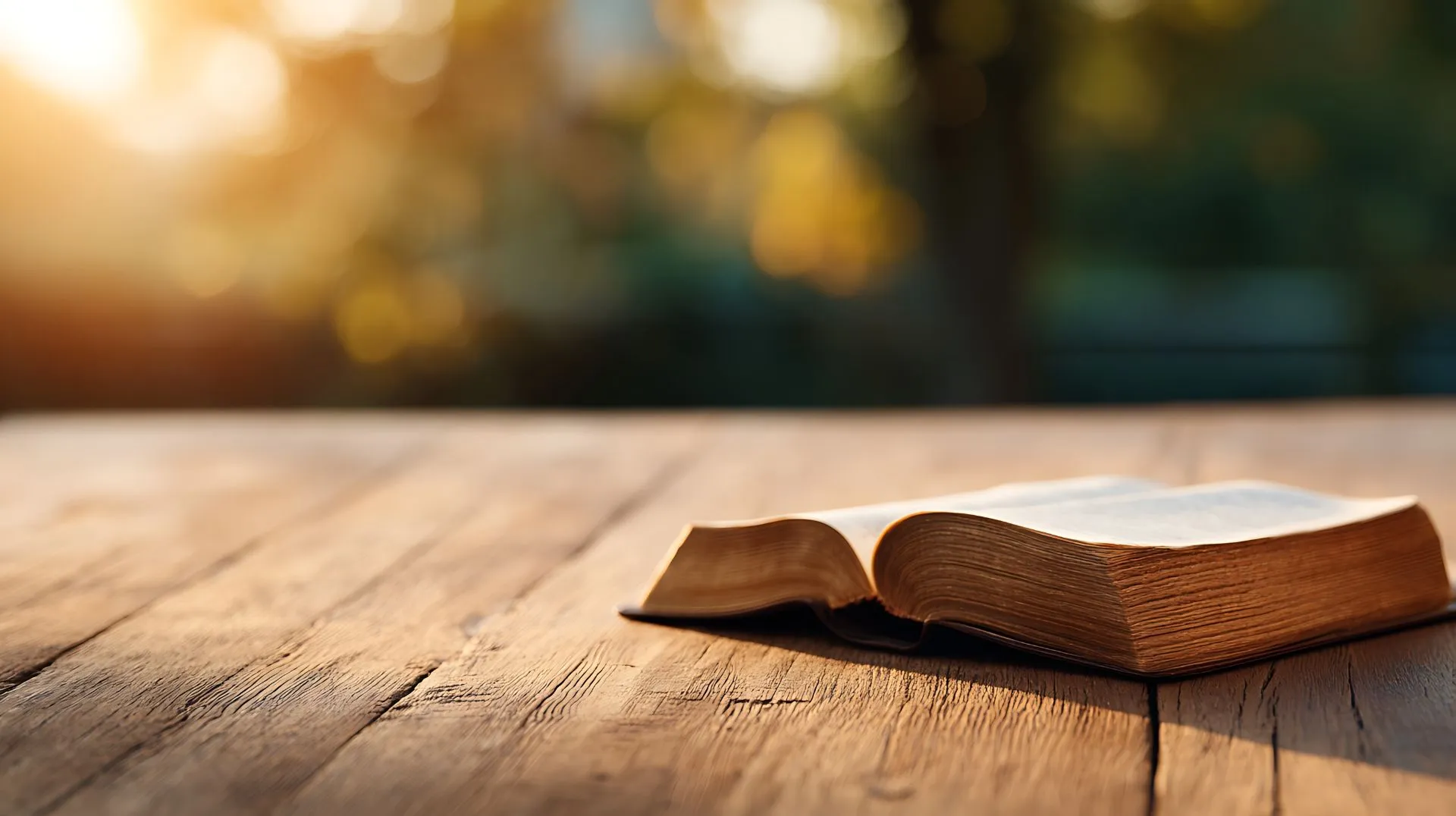 Quelle: Adobe Stock / KI generiert Bibel auf Holztisch