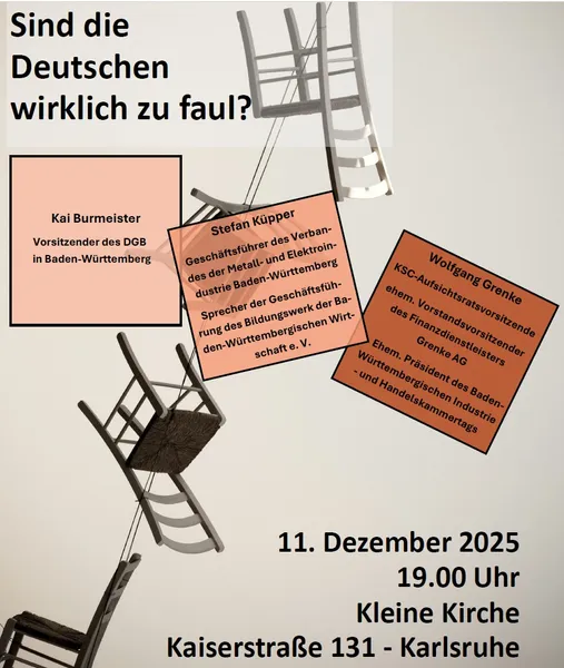 Plakat zur Podiumsdiskussion in der Kleinen Kirche am 11. DEZEMBER