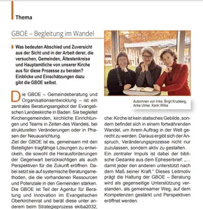 Ausschnitt aus dem Artikel zur GBOE im Pfarrvereinsblatt