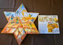 Adventspuzzle-Stern mit 24 Holz-Krippenfiguren