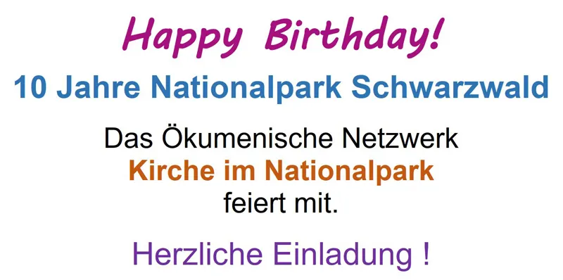Überschrift Happy Birthday der Einladung 10 Jahre Nationalpark